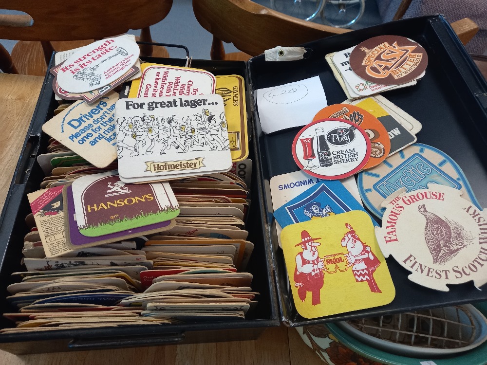 METAL BOX WITH ASSORTED BEER MATS