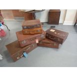 6 VINTAGE SUITCASES