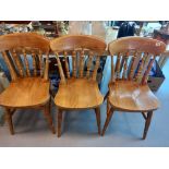 3 REPRODUCTION PINE KITCHEN CHAIRS