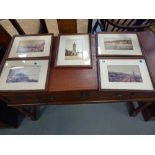 4 REPODUCTION FRAMED POSTCARDS