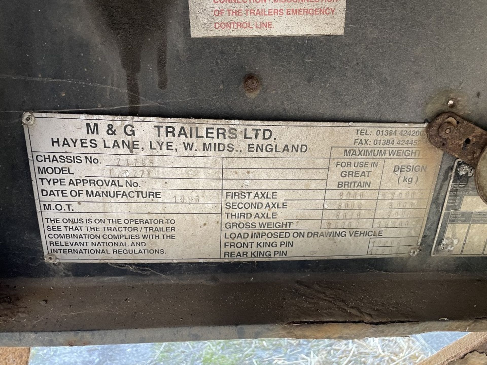 1996 M & G TRAILER FAC 27Y 45FT TRIAXLE - Image 3 of 3
