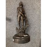 VICTORIAN SPELTER FIGURE OF FISHERMAN