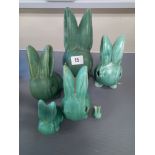 6 SYLVAC STYLE GREEN RABBITS