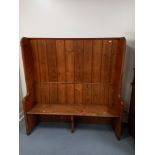 LARGE VICTORIAN PINE SETTLE 63 WIDE