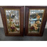 PAIR OF VICTORIAN MIRRORS, PAINTED BIRDS