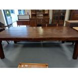 LARGE STAINED PINE DINING TABLE