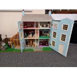 MODERN DOLLS HOUSE, FIGURES & FURNITURE