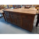 LARGE VICTORIAN OAK CARVED SIDEBOARD