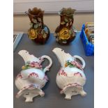 PAIR OF ITALIAN JUGS AND PAIR OF MAJOLIC