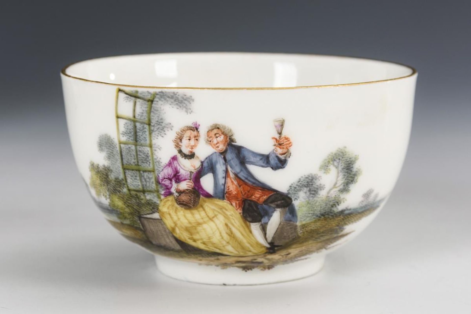 Tasse mit Watteau-Malerei. Meissen. - Bild 3 aus 5