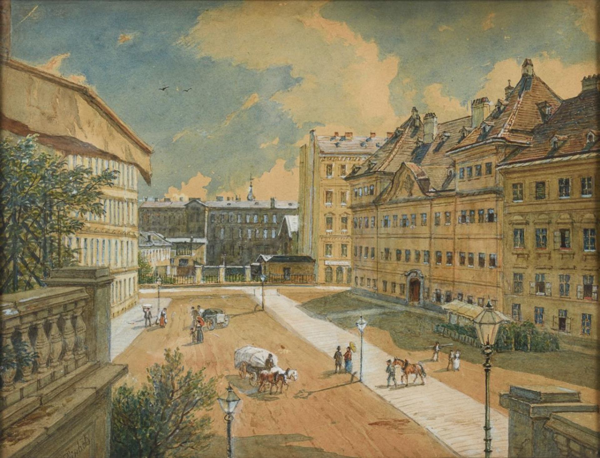 REINHOLD, Franz (1816 Wien - 1893 ebd.). Blick von der Rahlstiege Wien.