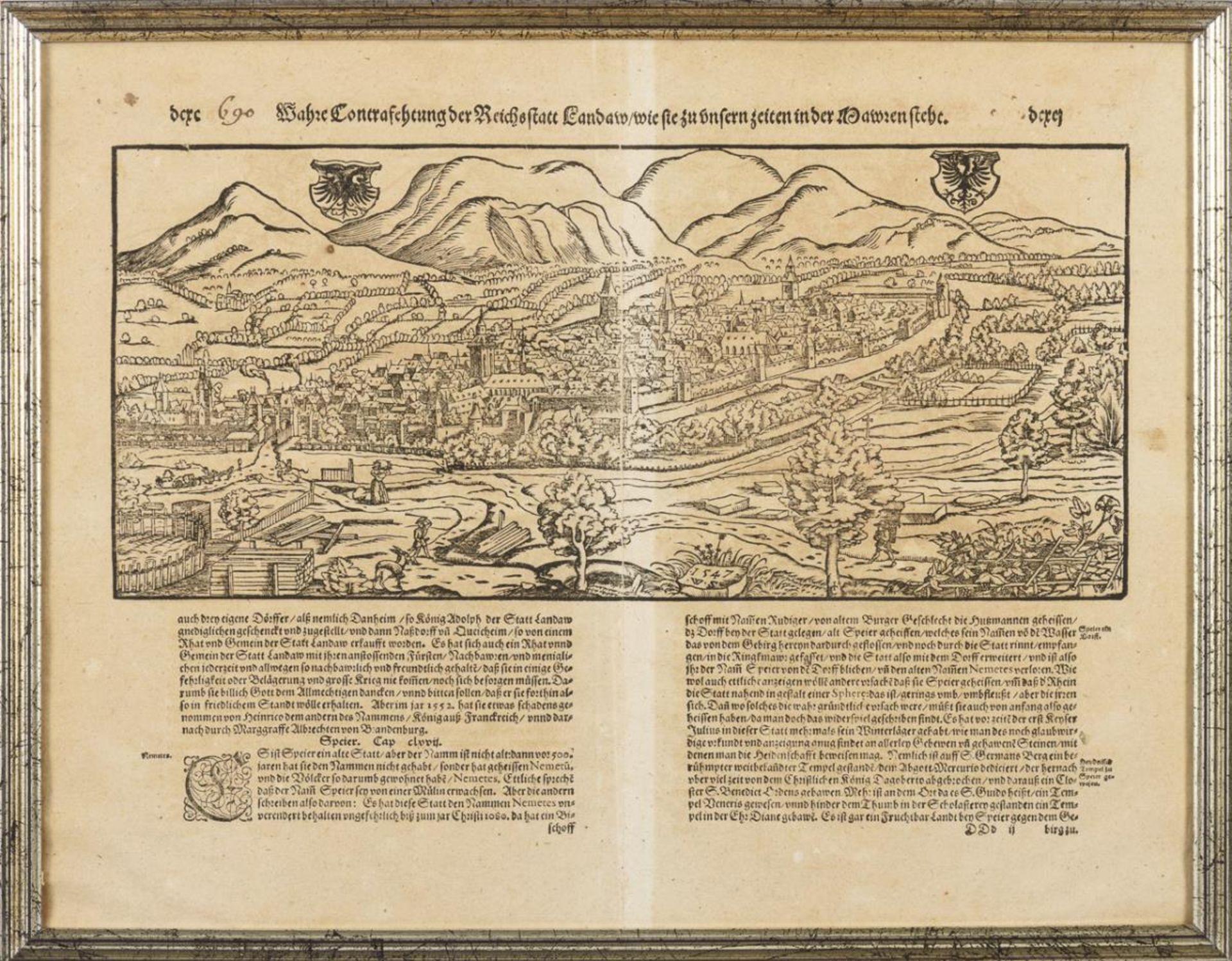 MÜNSTER, Sebastian (1488 Ingelheim - 1552 Basel). Frühe Ansicht von Landau in der Pfalz.