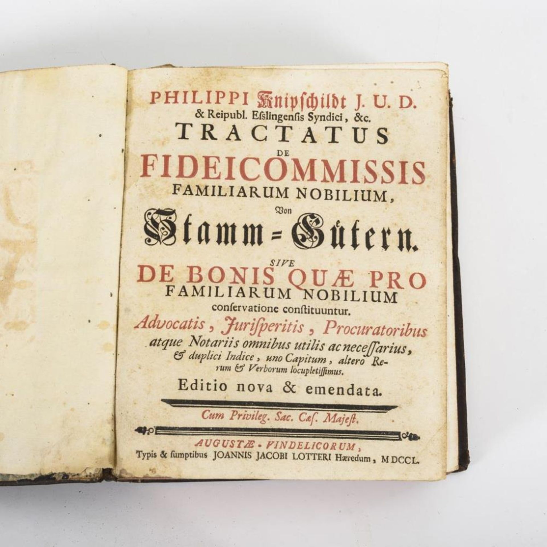 KNIPSCHILDT, Philippi. "Tractatus de Fideicommissis familiarum nobilium".