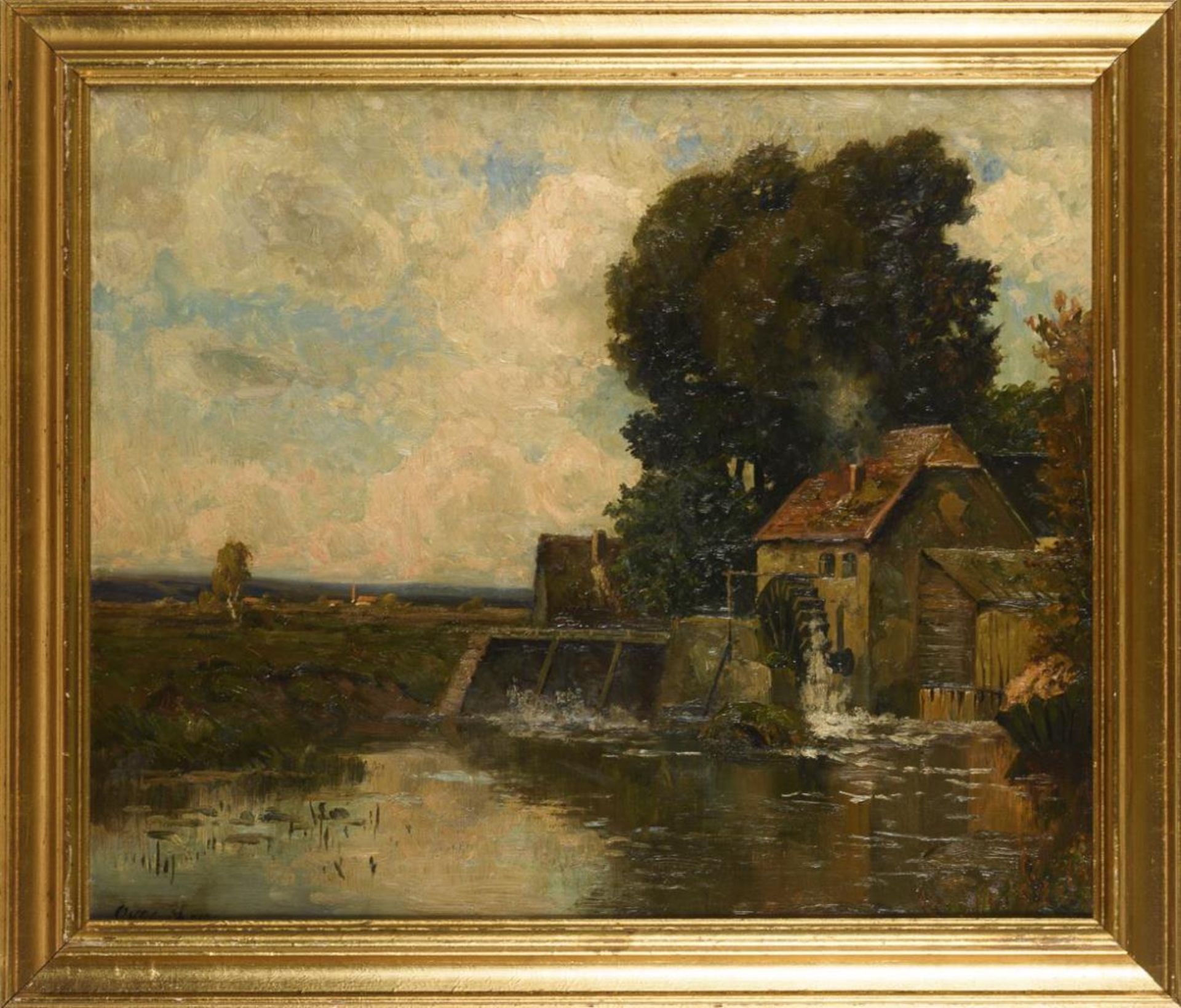 LEU, Oscar (1864 Düsseldorf - 1942 München). Landschaft mit Mühle. - Bild 2 aus 3