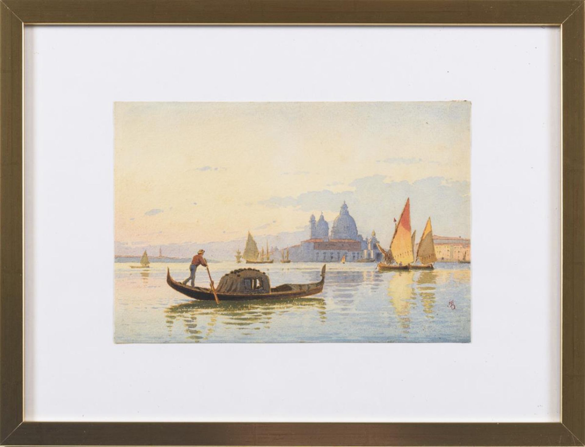 Monogrammist "G.B.": Gondeln im Canale Grande Venedig. - Bild 3 aus 4