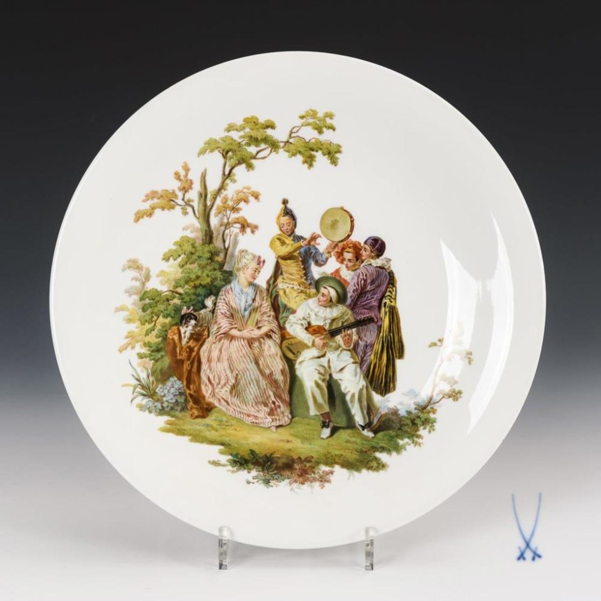 Wandteller mit Watteau-Malerei. Meissen.