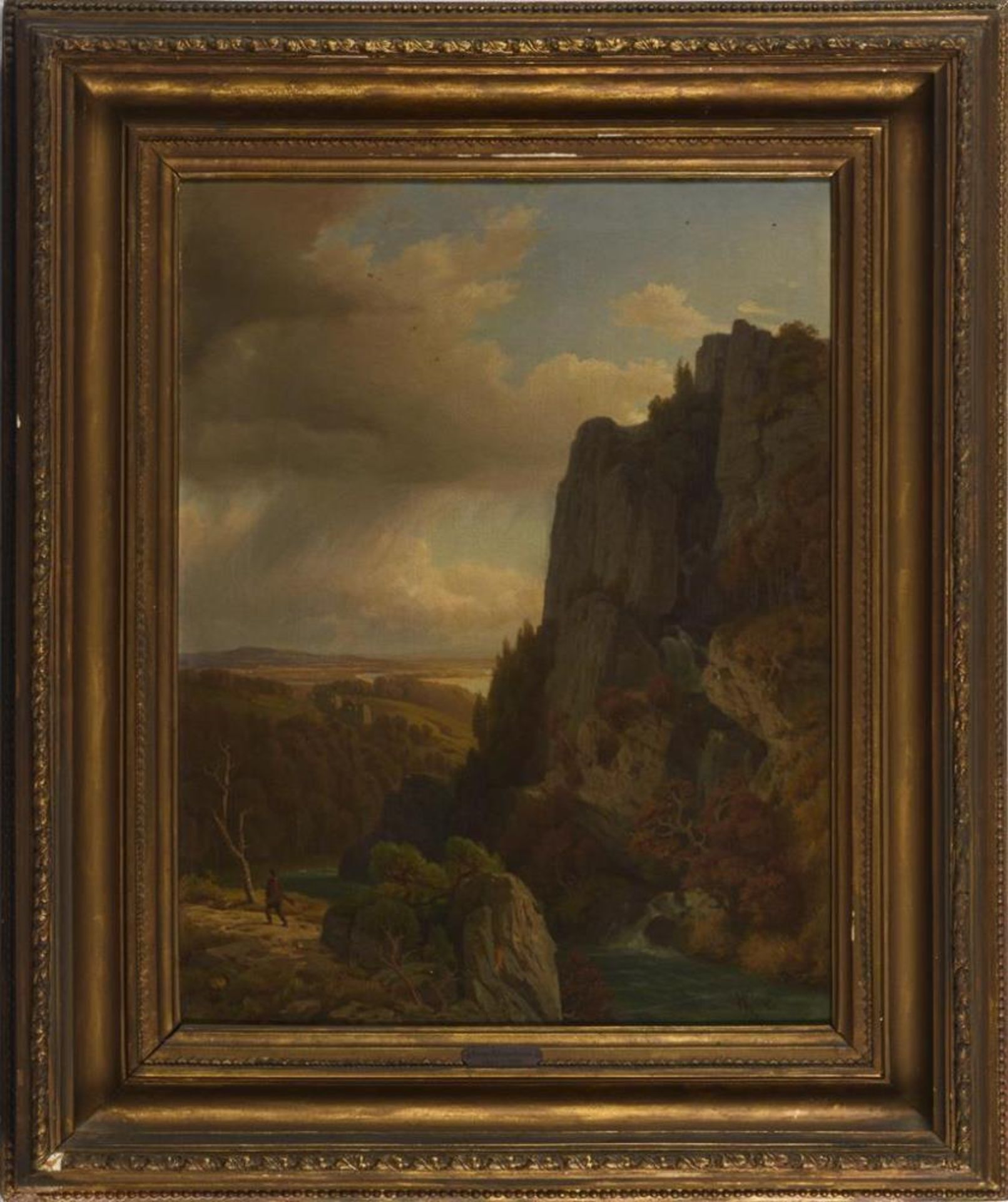 KÖNIGSBRUNN, Hermann von (1823 Radkersburg/Steiermark - Graz 1907). Gebirgsfluss an steiler Klippe. - Bild 3 aus 5