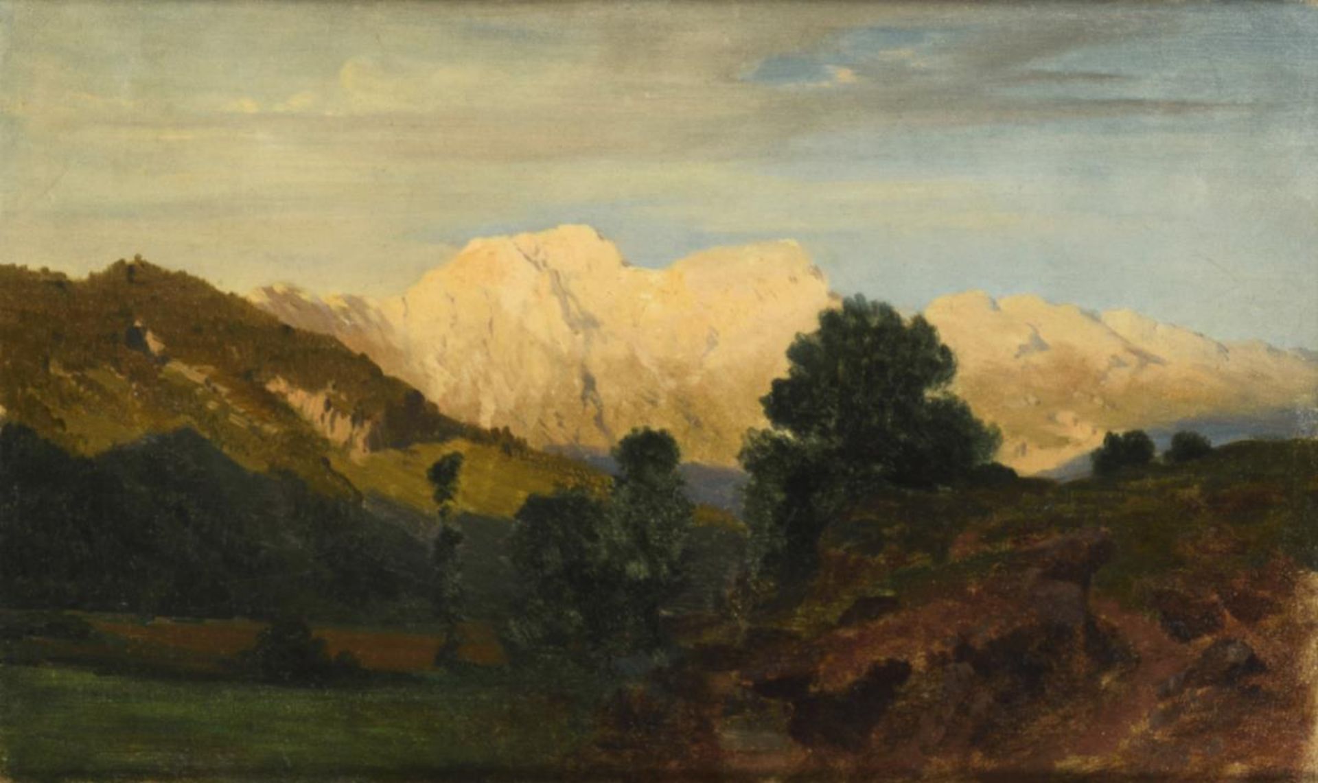 MILLNER, Carl zugeschrieben (1825 Mindelheim - 1895 München). Ölstudie Gebirgslandschaft.