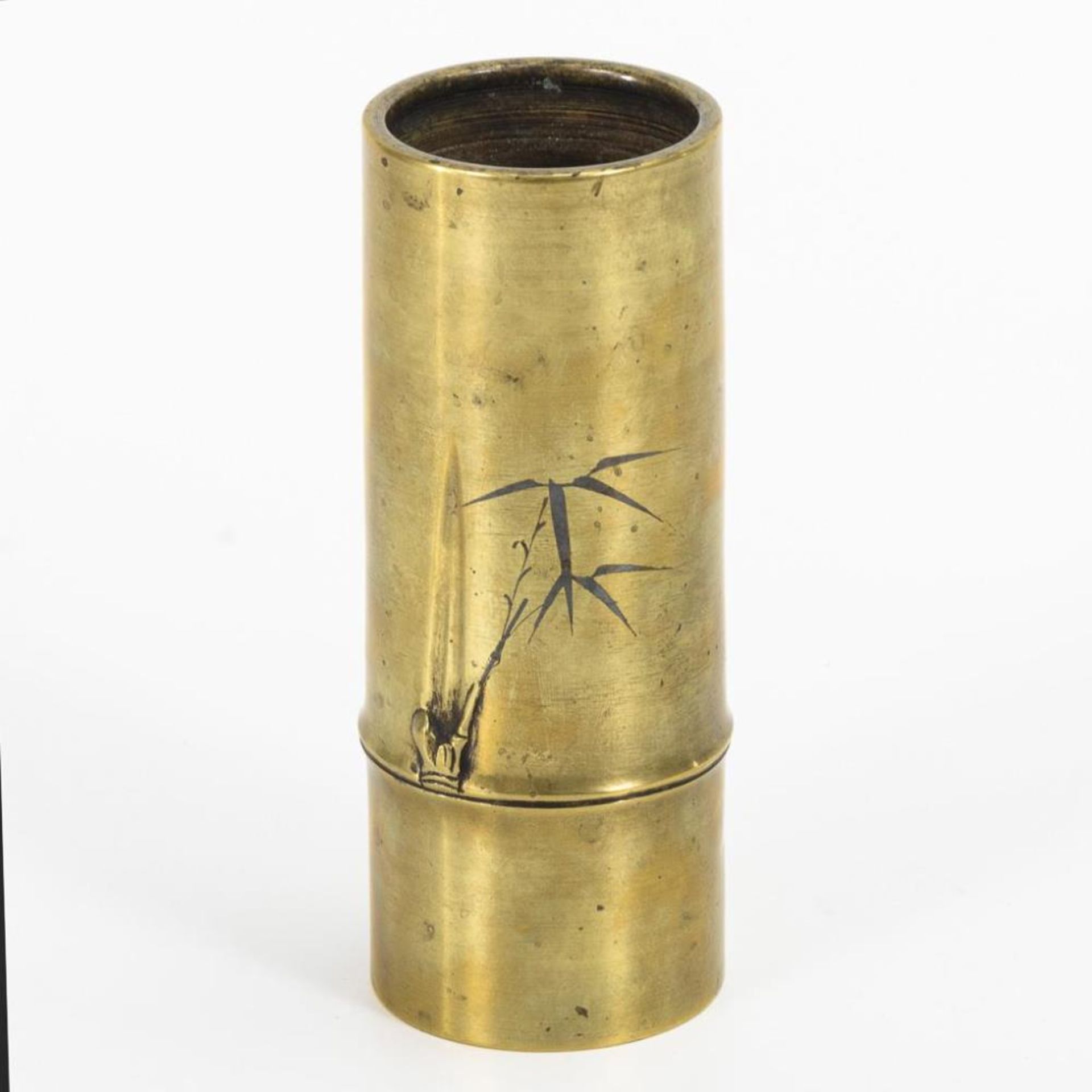 Eleganter Bronze-Pinselhalter in Form eines Bambus-Segmentes
