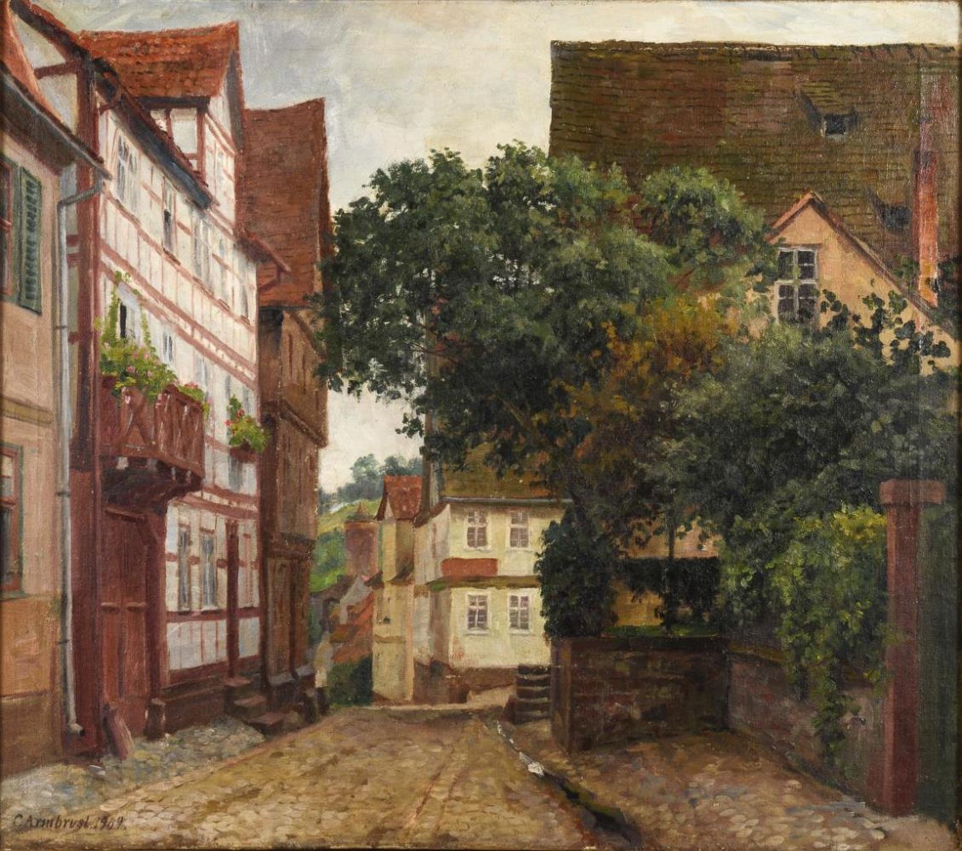 ARMBRUST, Carl (1867 Itzehoe - 1928 Kassel). Hessische Kleinstadtstraße.