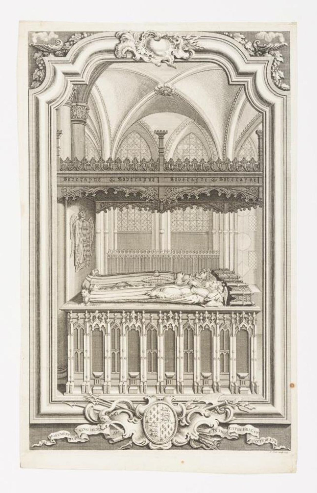 GRAVELOT, Hubert-François (1699 Paris - 1733 Paris). 5 Ansichten mit Grabmonumenten englischer König - Bild 3 aus 5