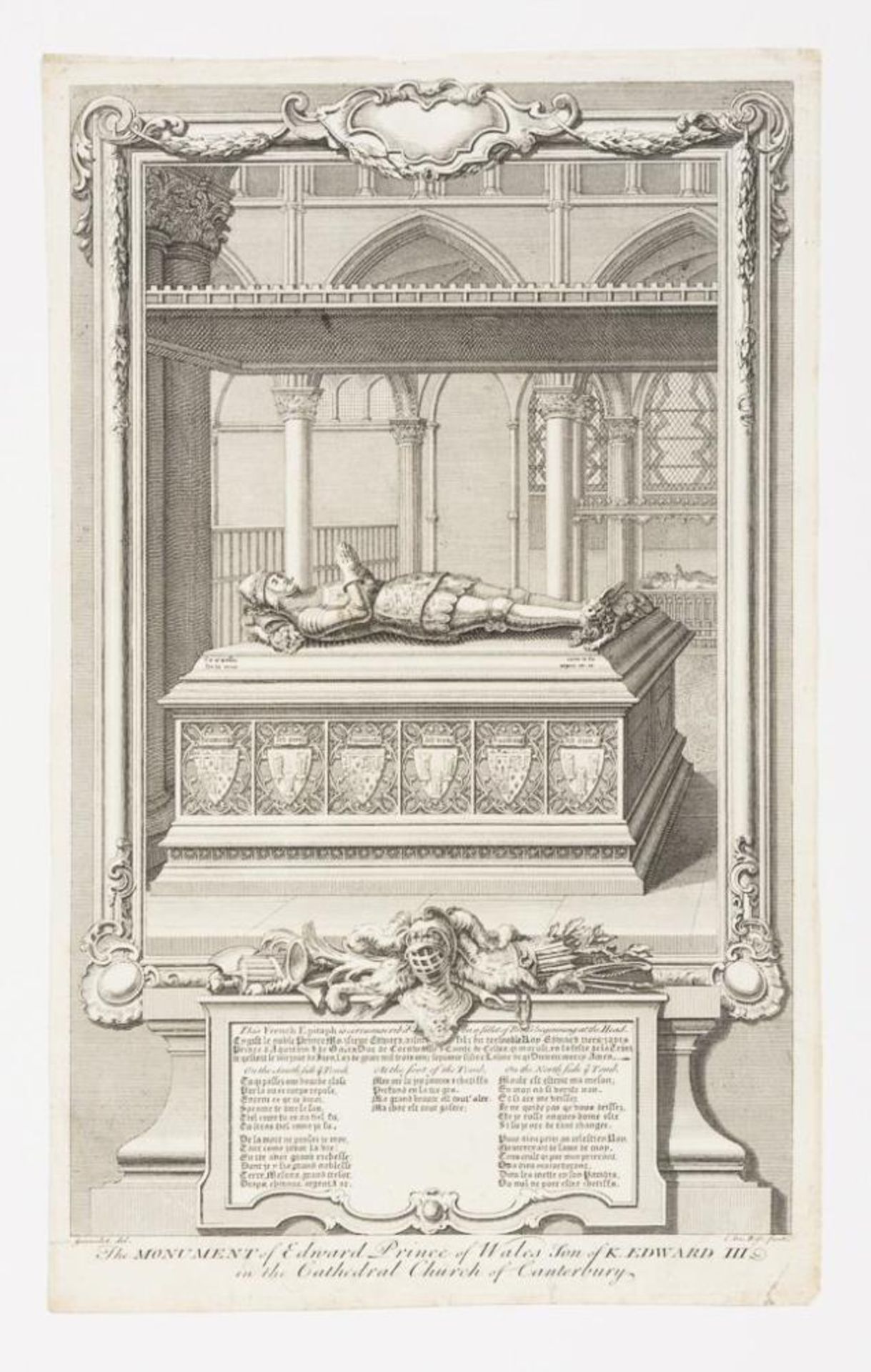 GRAVELOT, Hubert-François (1699 Paris - 1733 Paris). 5 Ansichten mit Grabmonumenten englischer König - Bild 2 aus 5