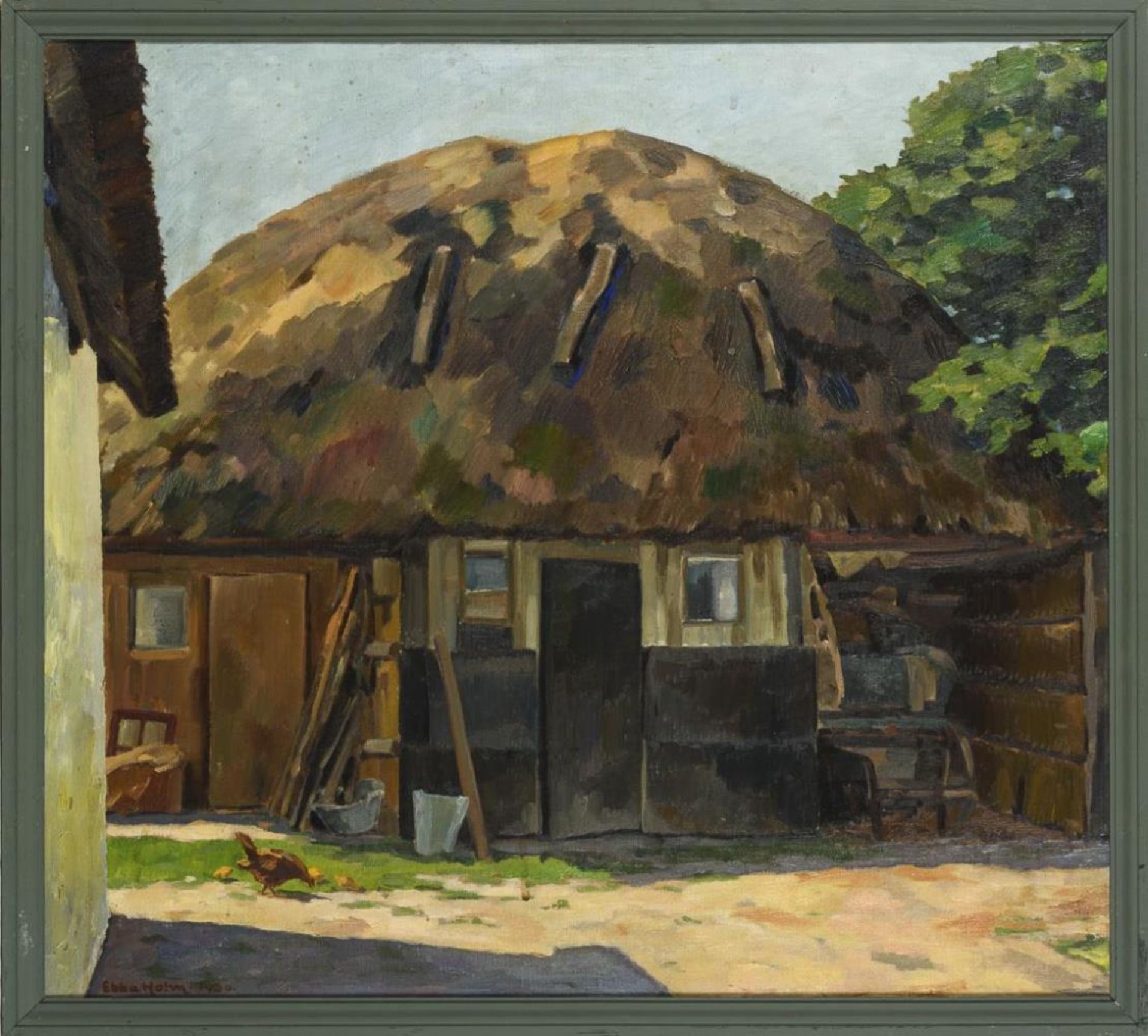 HOLM, Ebba (1889 Frederiksberg - 1967 Kopenhagen). Reetgedecktes Bauernhaus. - Bild 2 aus 3