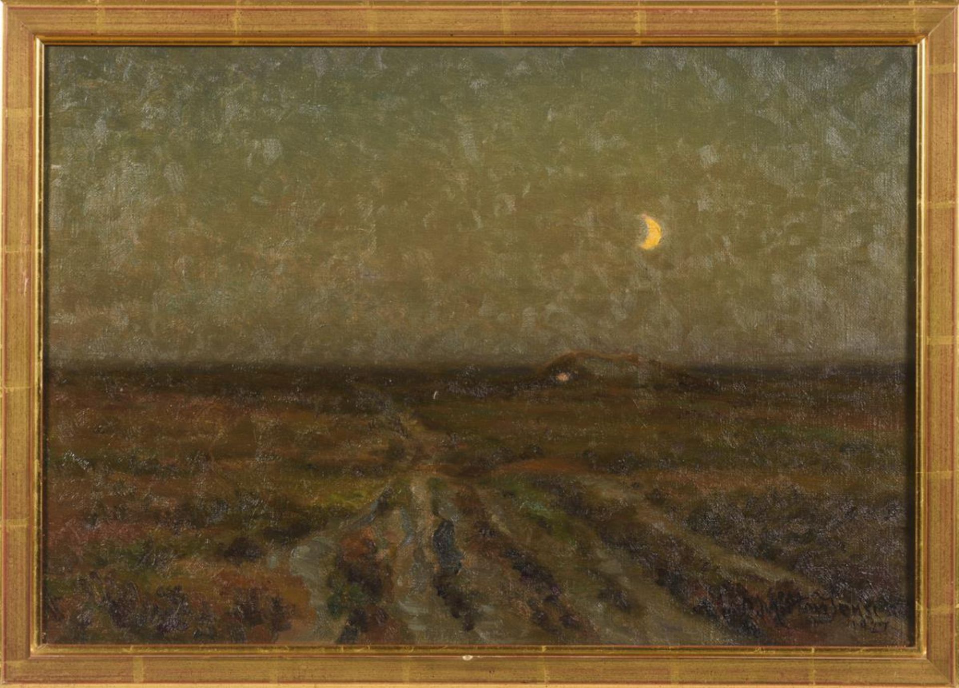 JENSEN, Carl Milton (1855 - 1928). Weite Landschaft mit Mondsichel. - Bild 2 aus 3