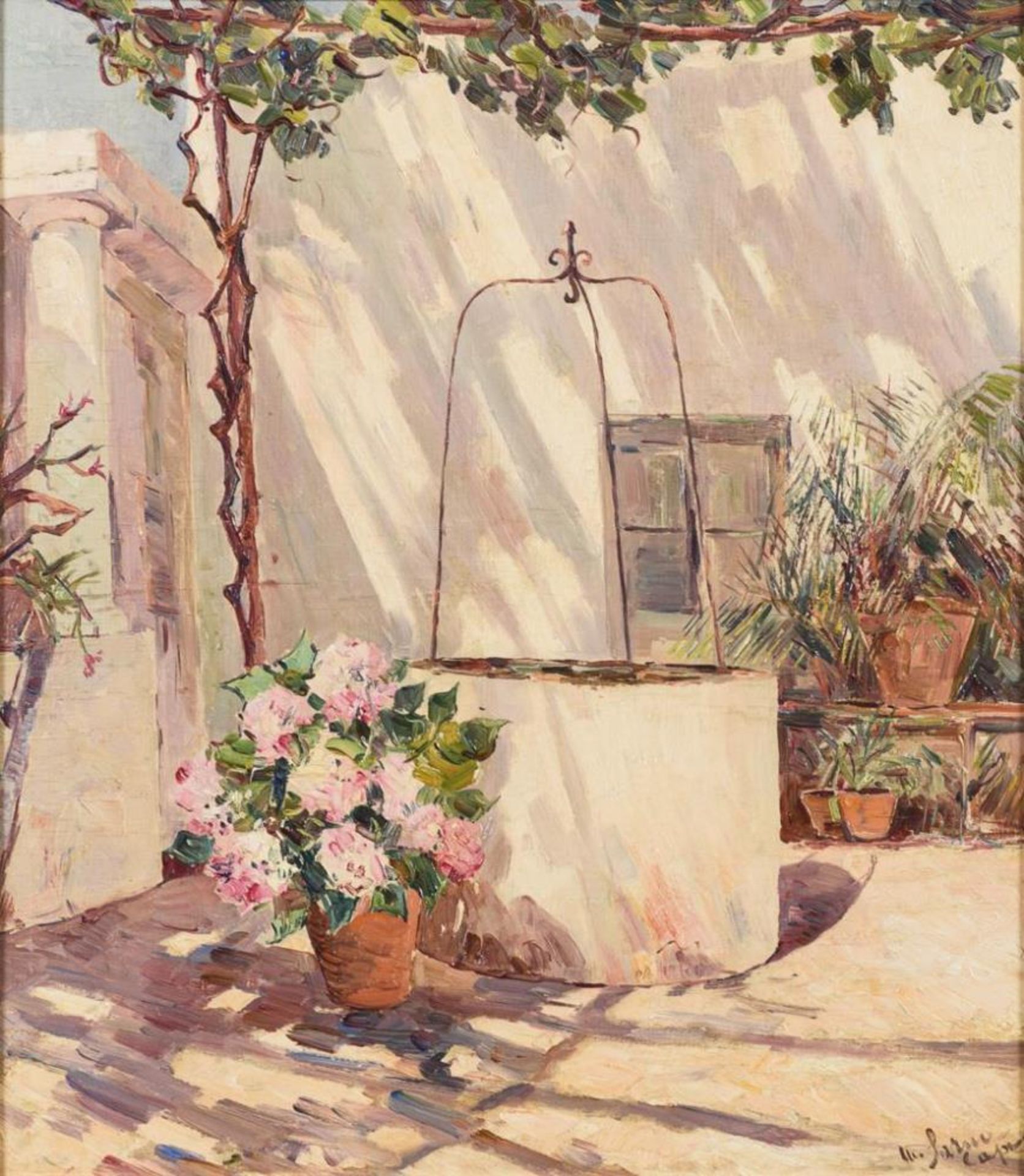 SARNO, Matteo (1894 Ischia - 1957 Ischia). Sonnige Terrasse auf Capri.