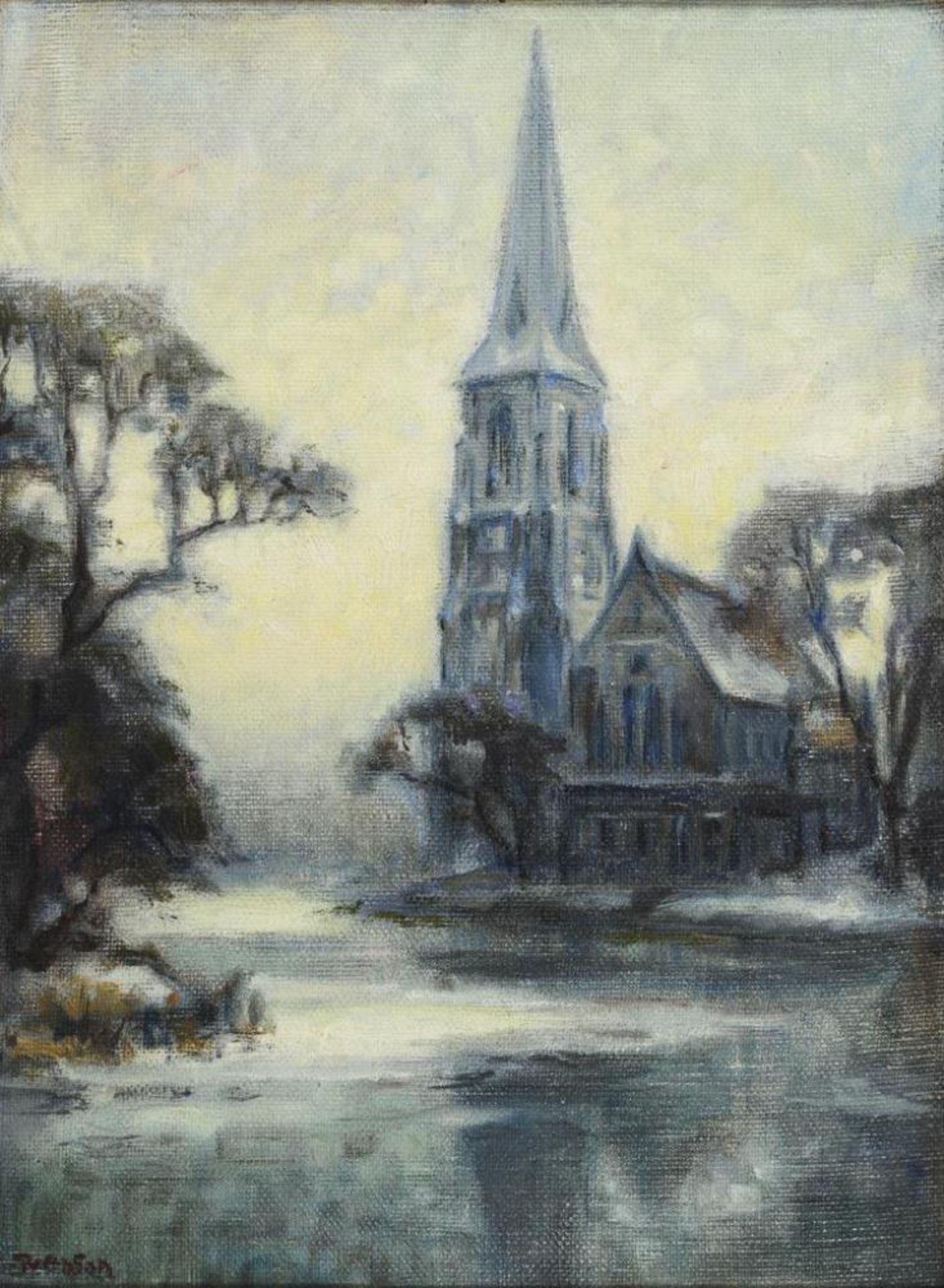 SVENSON, Ove (1880 Jönköping/Schweden - 1976 Dänemark). Winterlandschaft mit Kirche.