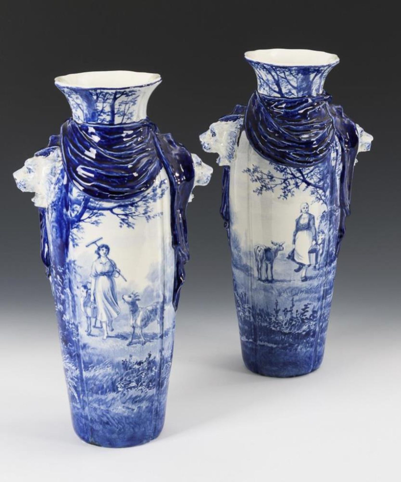Paar Vasen mit Blaumalerei - Bild 4 aus 5