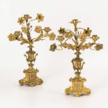 Paar Bronzeleuchter mit blütenförmigen Tüllen