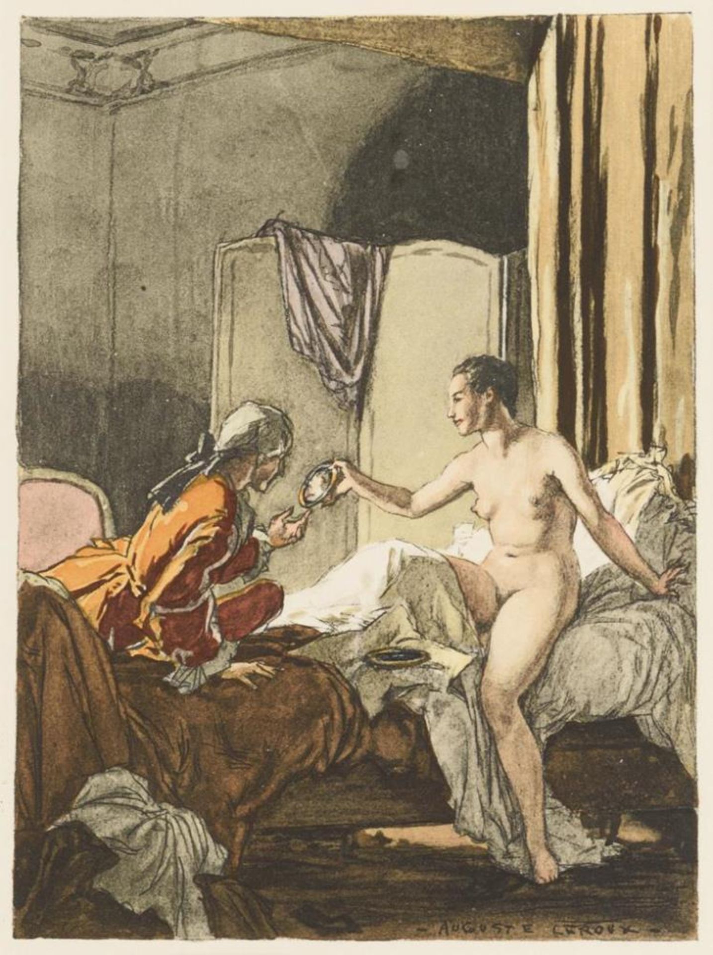 EROUX, Auguste Jules Marie (1871 Paris - 1954 Paris). Giacomo Casanova mit weiblichem Akt.