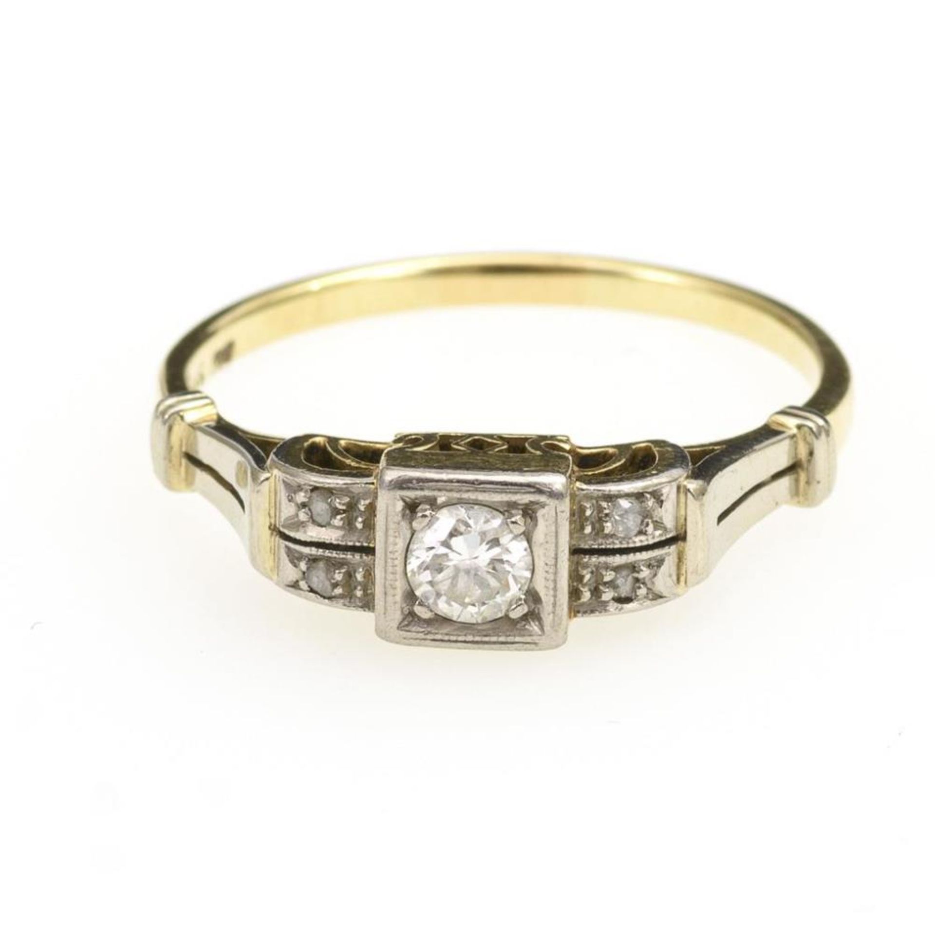 Ring mit Brillant und Diamantrosen - Bild 2 aus 2