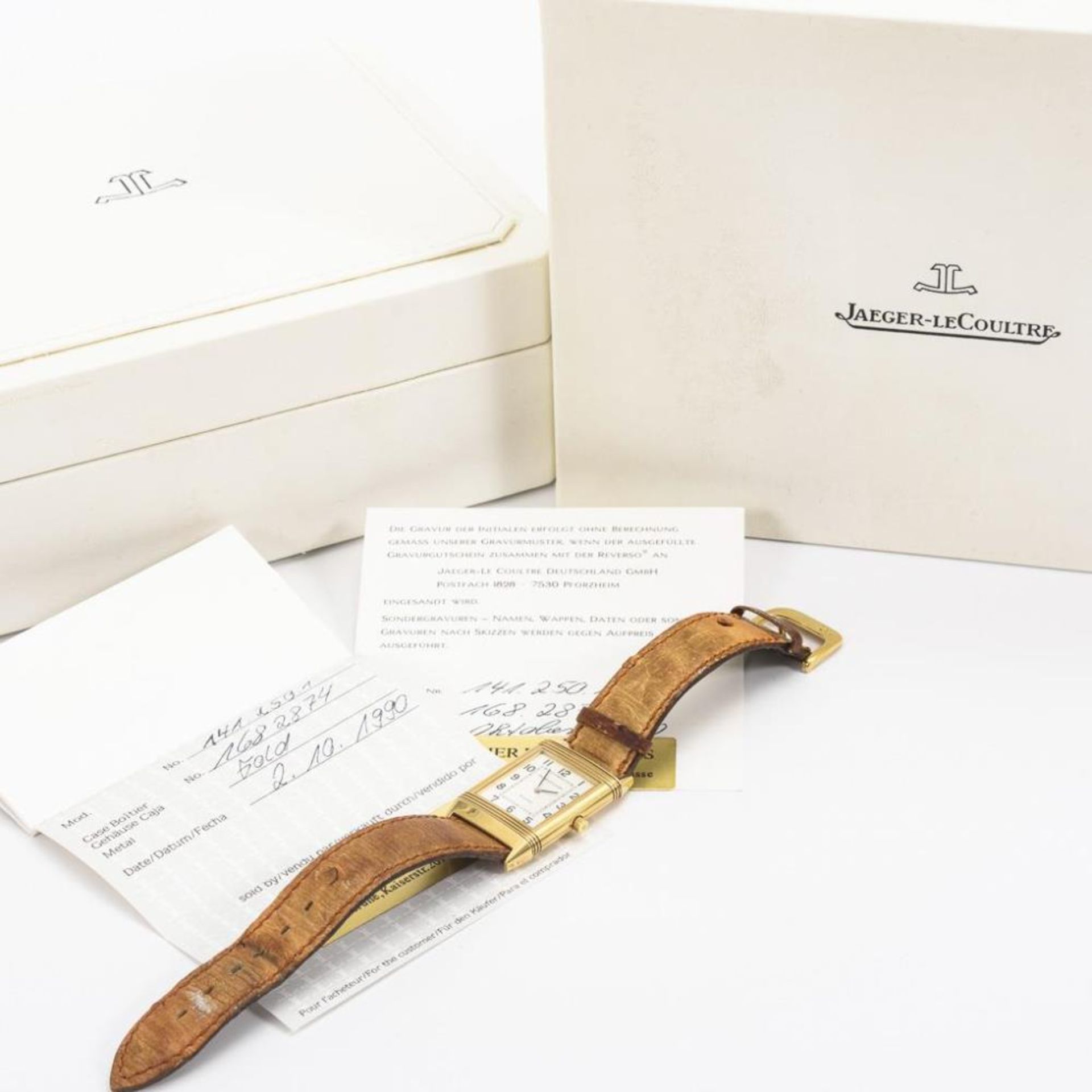 Goldene "Reverso"-Armbanduhr in Originaletui Jaeger-LeCoultre. - Bild 3 aus 6