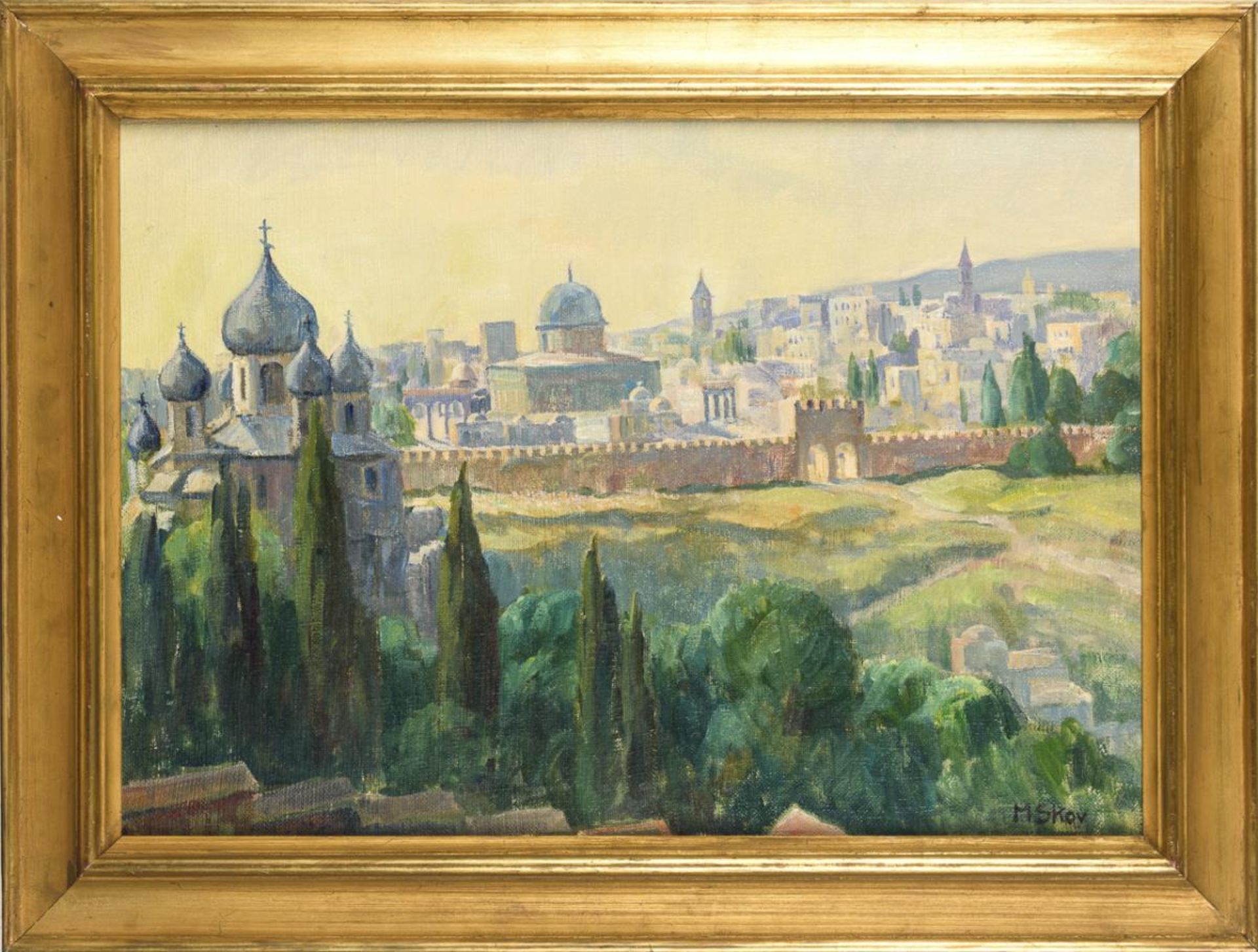 SKOV, Marius (1885 Skodeberg - 1964). Blick auf Jerusalem vom Ölberg aus. - Bild 2 aus 3