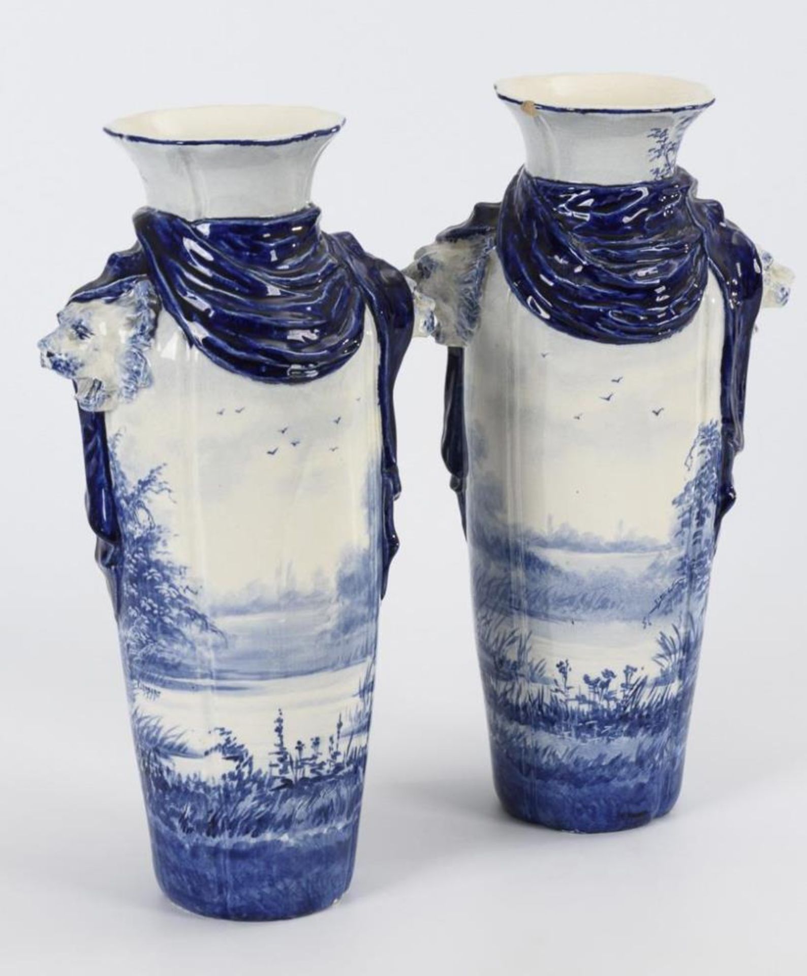 Paar Vasen mit Blaumalerei - Bild 2 aus 5