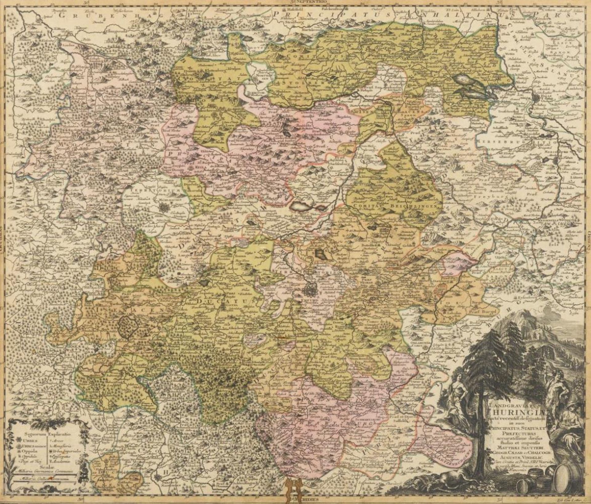 LOTTER, Tobias Conrad (1717 - 1777 Augsburg). Landkarte der Landgrafschaft Thüringen.