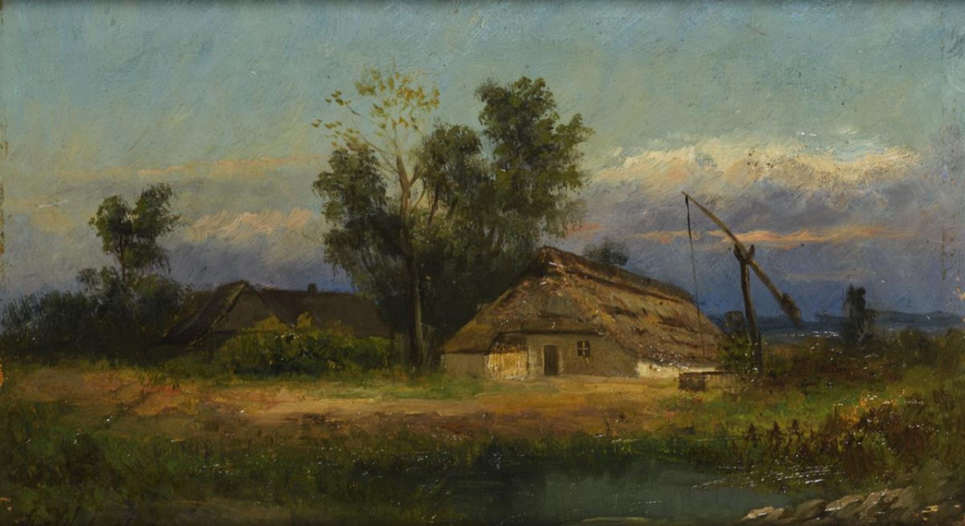 Monogrammist "AJd": Landschaft mit Bauernhaus.