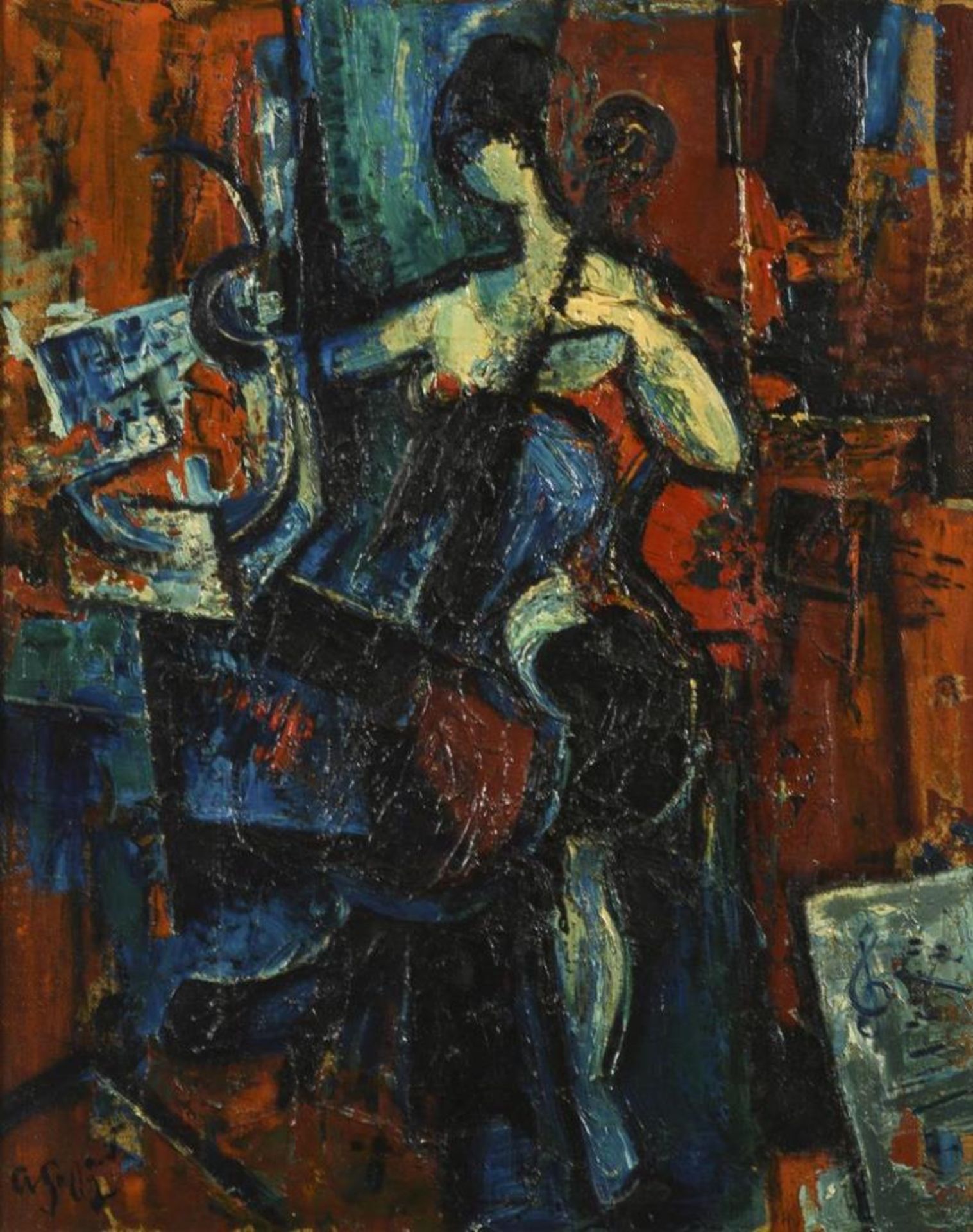 GERHARD, Adolf (1910 Mainz - 1975 ebd.). "Blaues Cello".