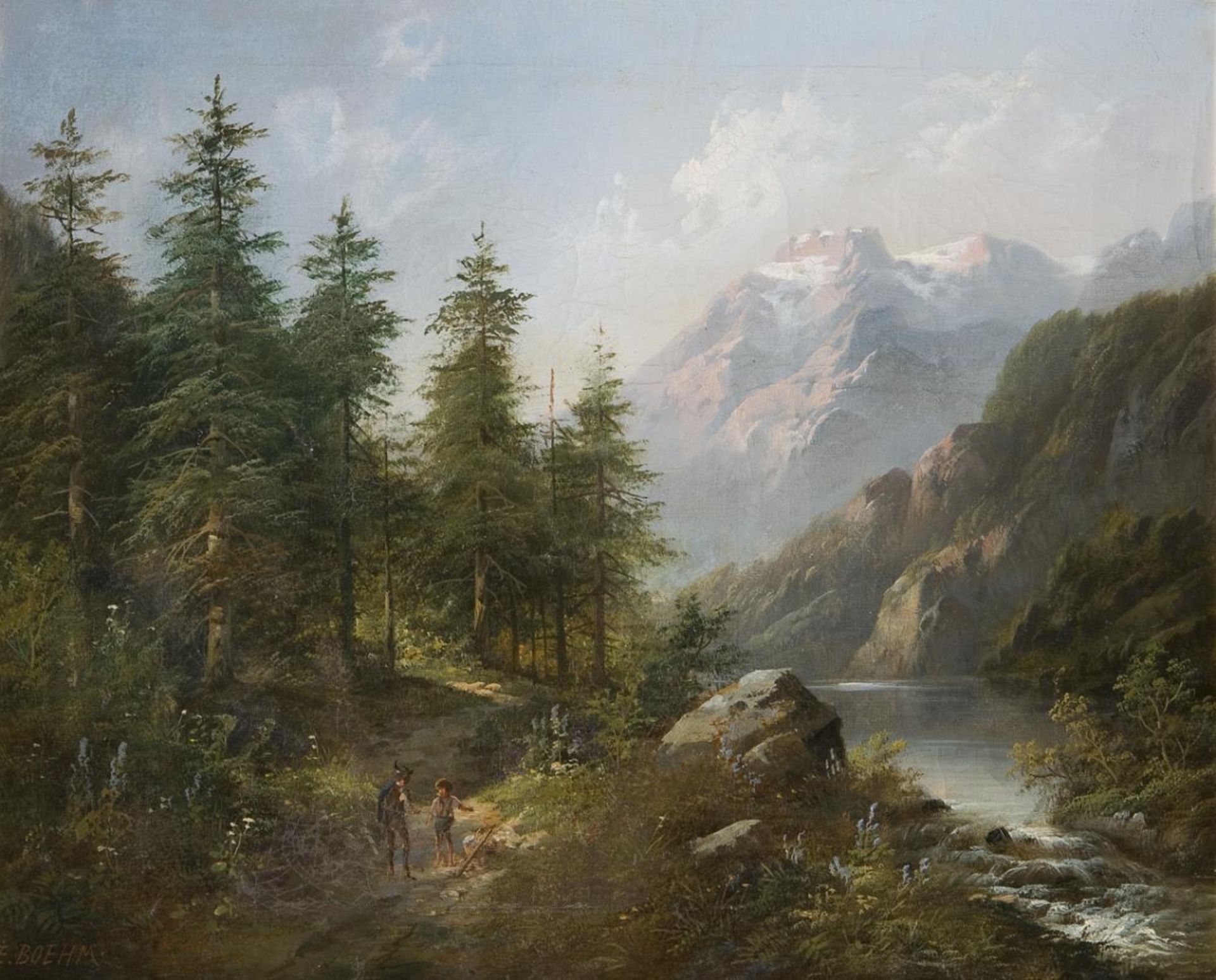 BOEHM, Eduard (1830 Wien - 1890 Wien). Romantische Gebirgslandschaft.