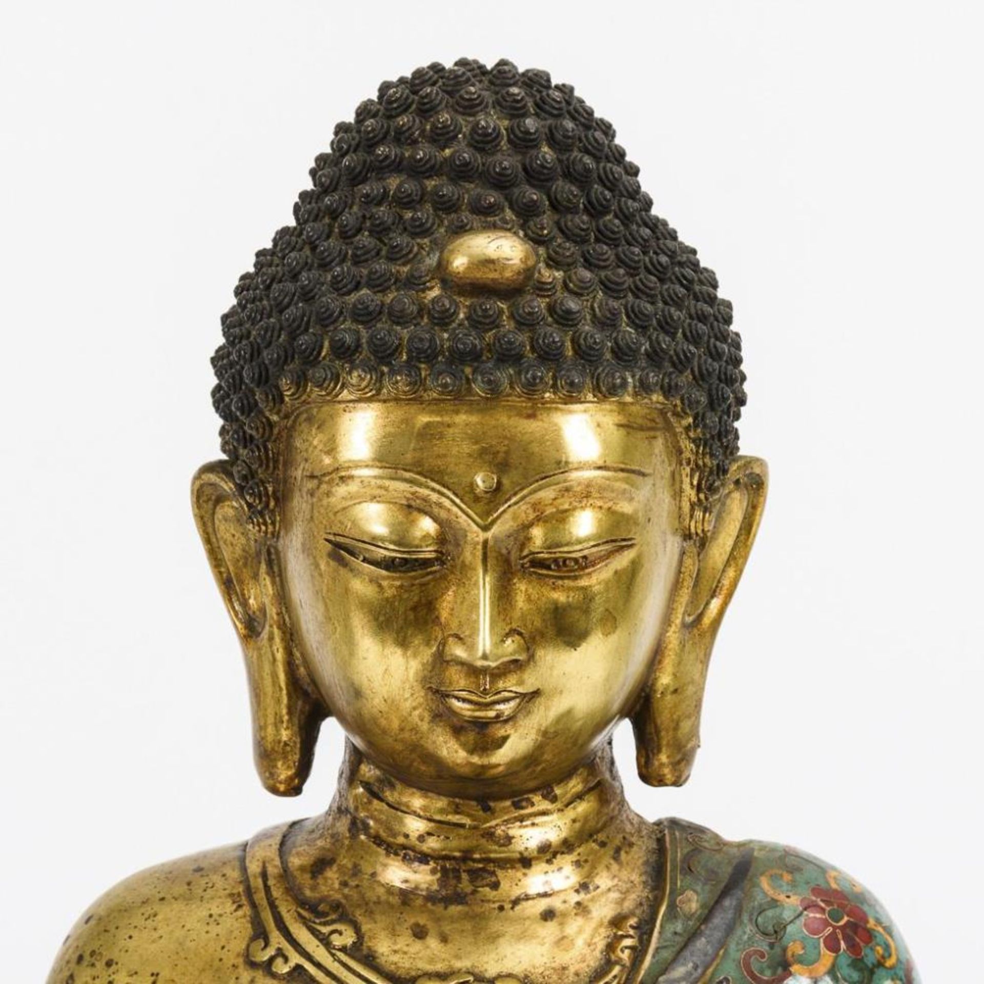 Buddha mit Cloisonnétechnik - Bild 2 aus 10