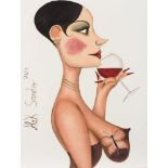 SANDER, Alek. Frauenporträt mit Weinglas.