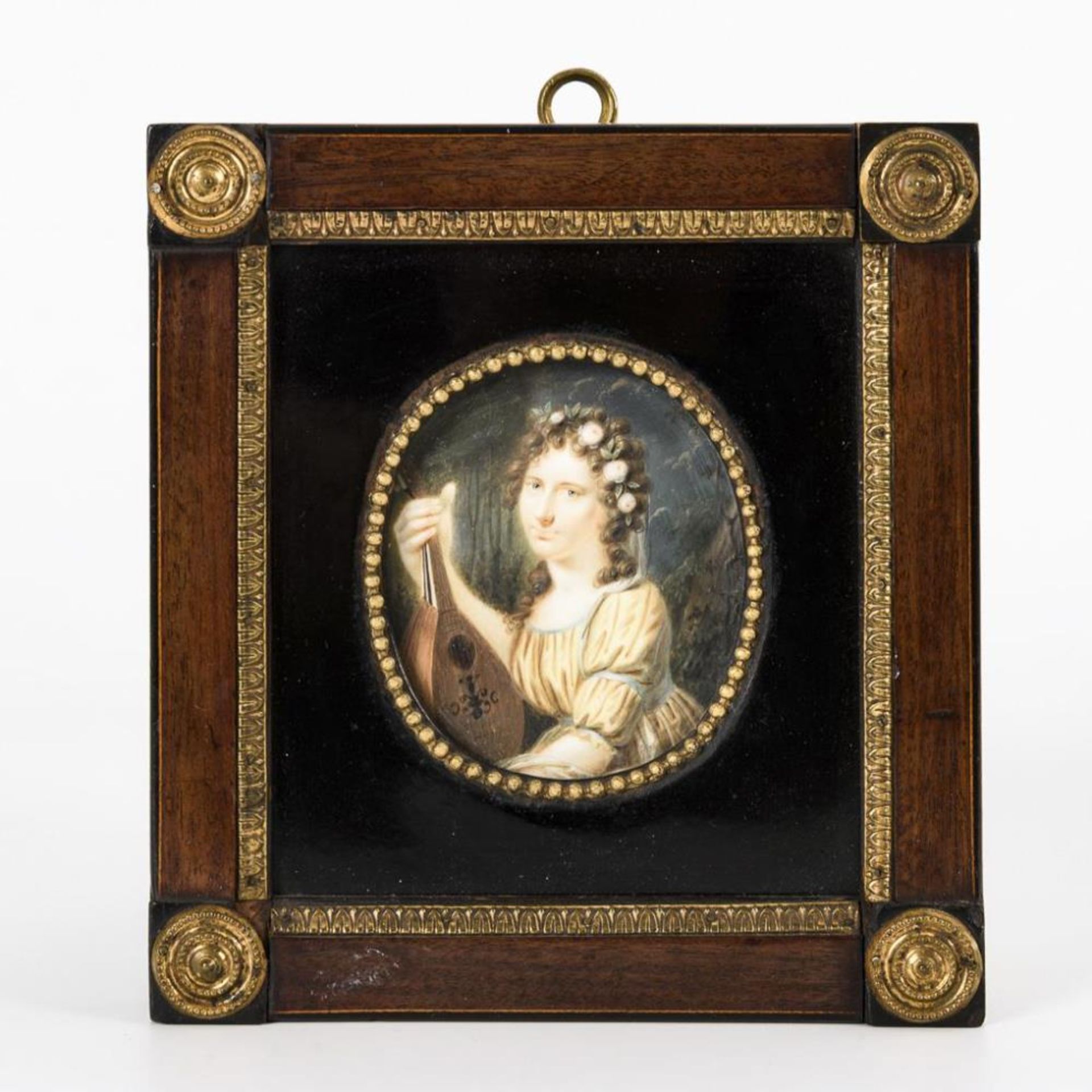 Miniatur: Damenporträt mit Mandoline ("Wilhelmine Concordia Dähne")