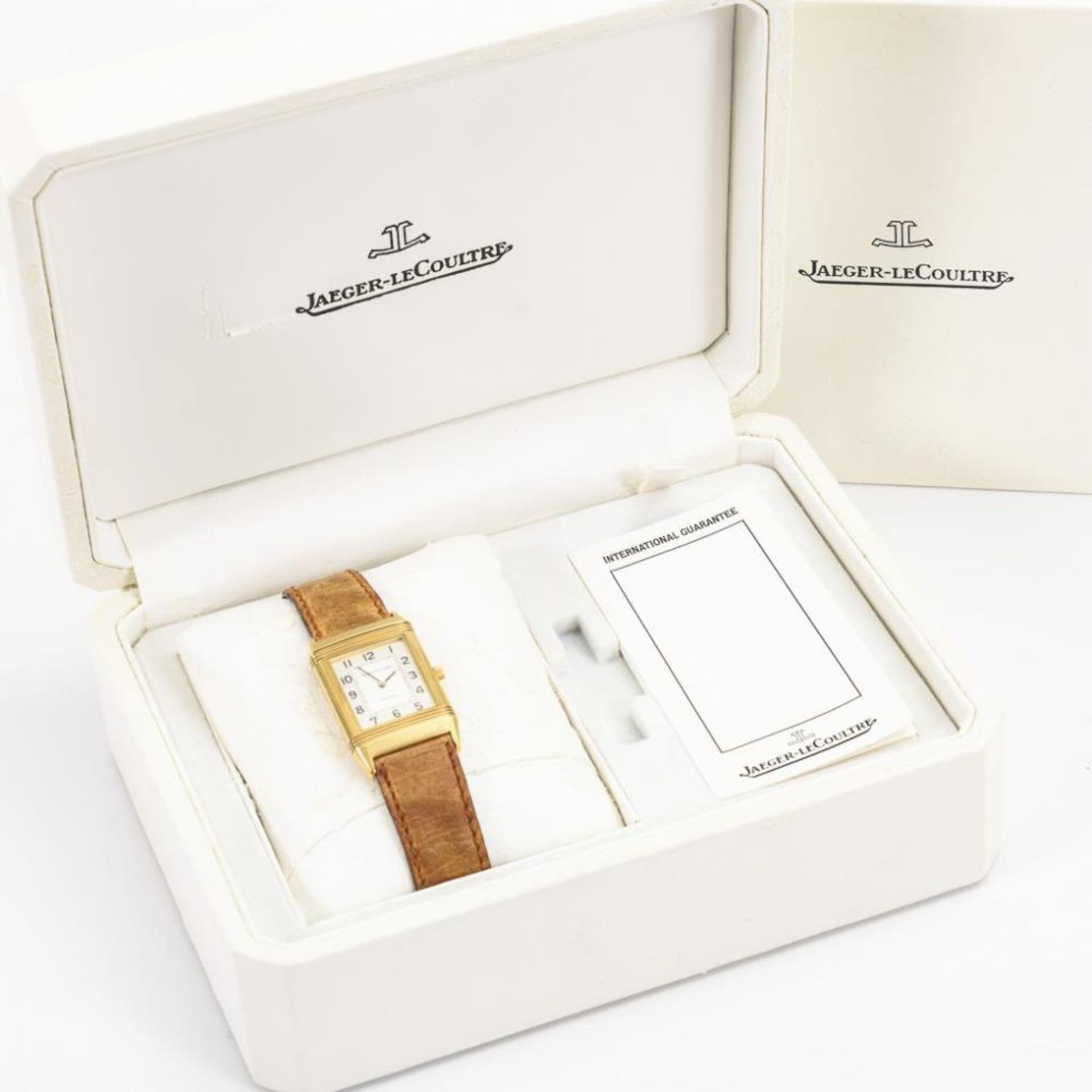 Goldene "Reverso"-Armbanduhr in Originaletui Jaeger-LeCoultre. - Bild 2 aus 6