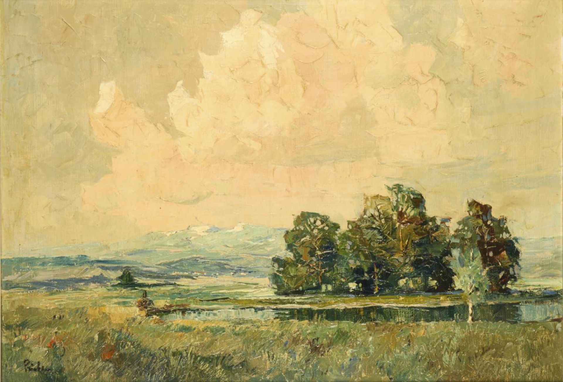 PRIEBE, Rudolf (1889 Schulakowo/Kiew - 1964 Hamburg). Sonnige Landschaft.