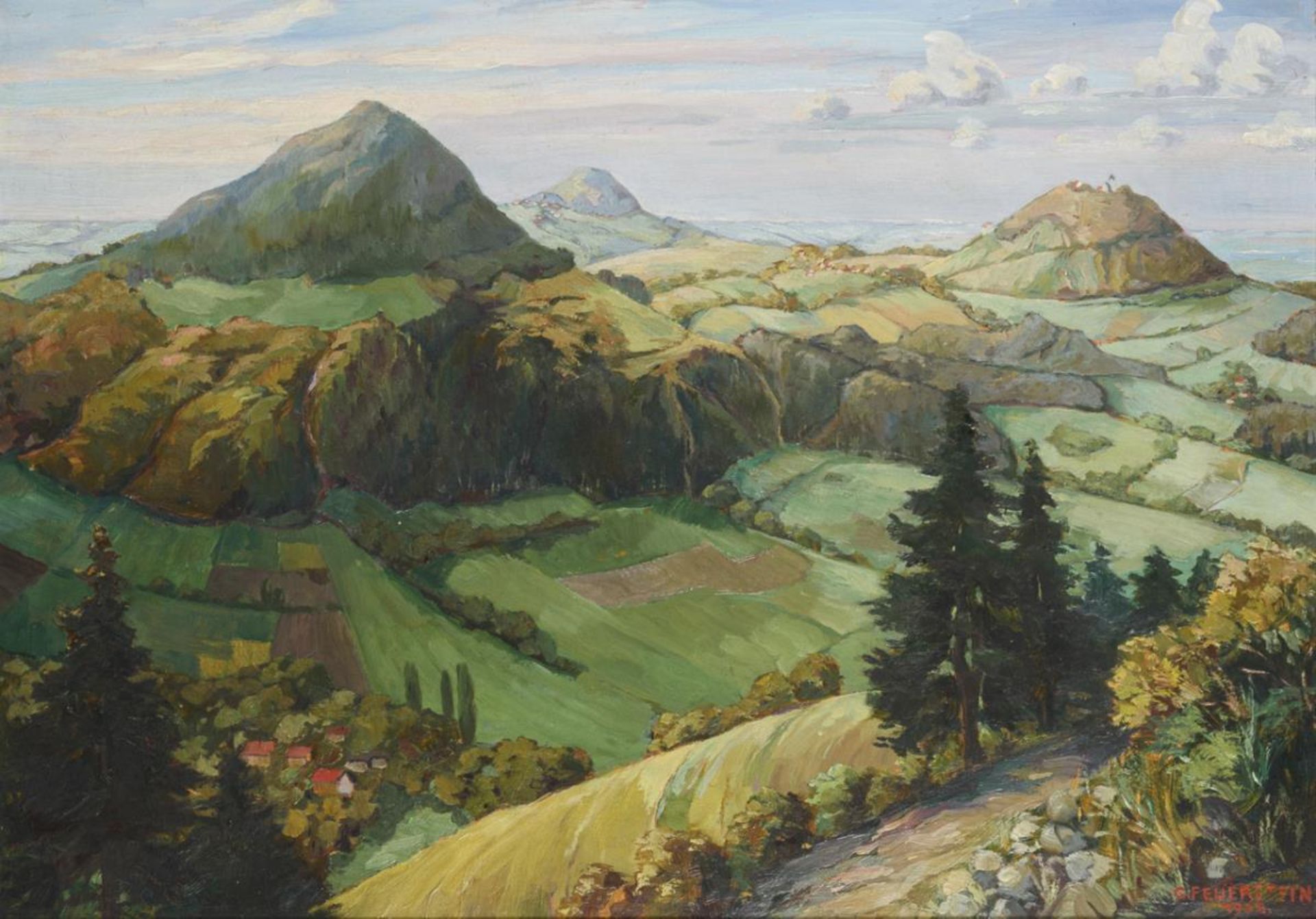 FEUERSTEIN, Gustav Adolf (1875 Stuttgart - 1952 ebd.). Landschaft auf der schwäbischen Alb.