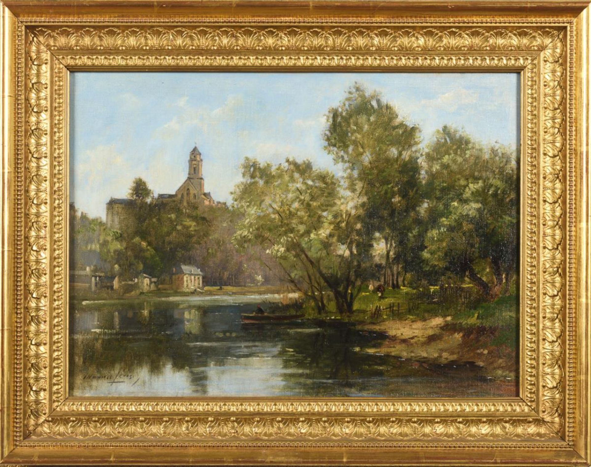 LEVIS, Maurice (1860 Paris - 1940). Flusslandschaft mit Angler. - Bild 3 aus 5