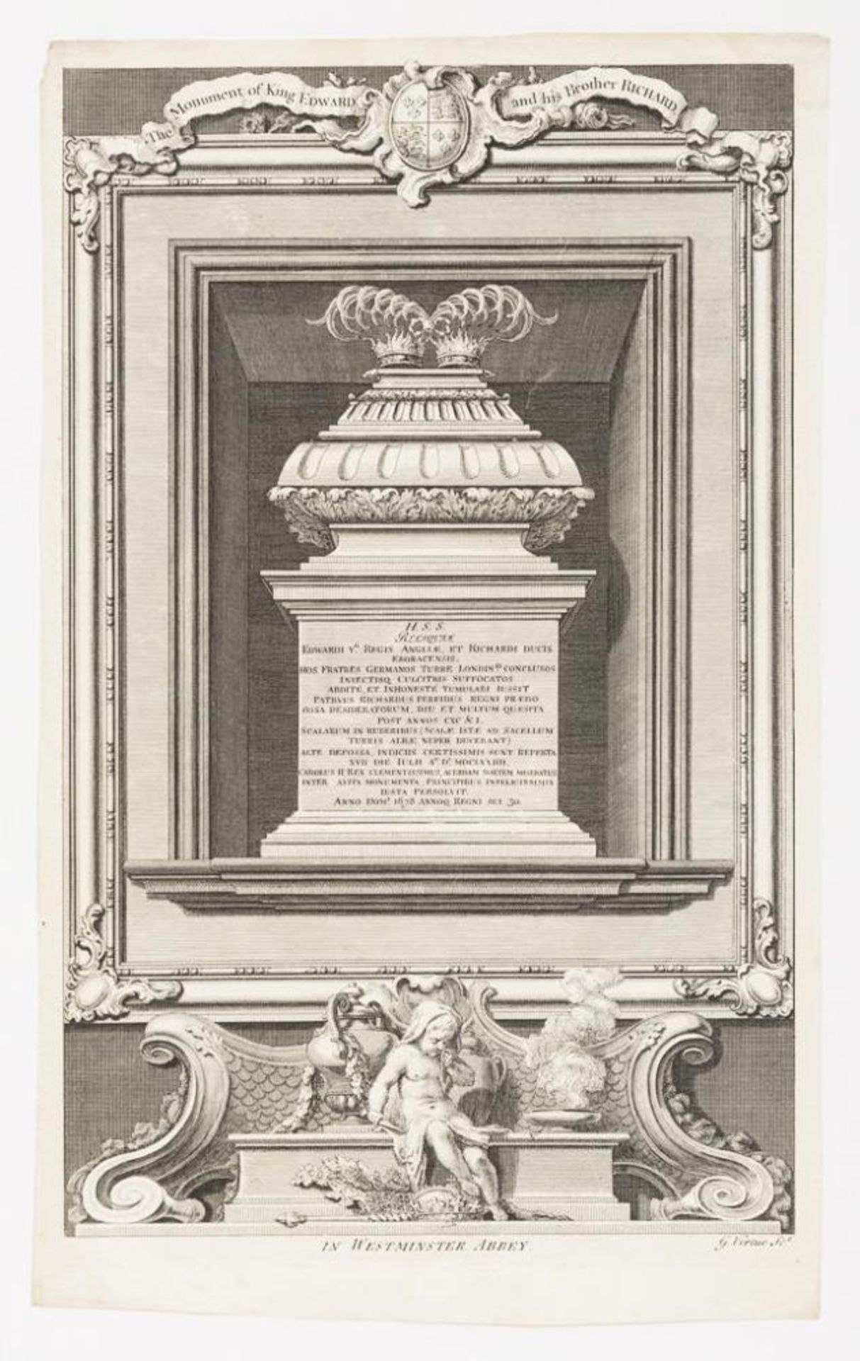GRAVELOT, Hubert-François (1699 Paris - 1733 Paris). 5 Ansichten mit Grabmonumenten englischer König - Bild 4 aus 5