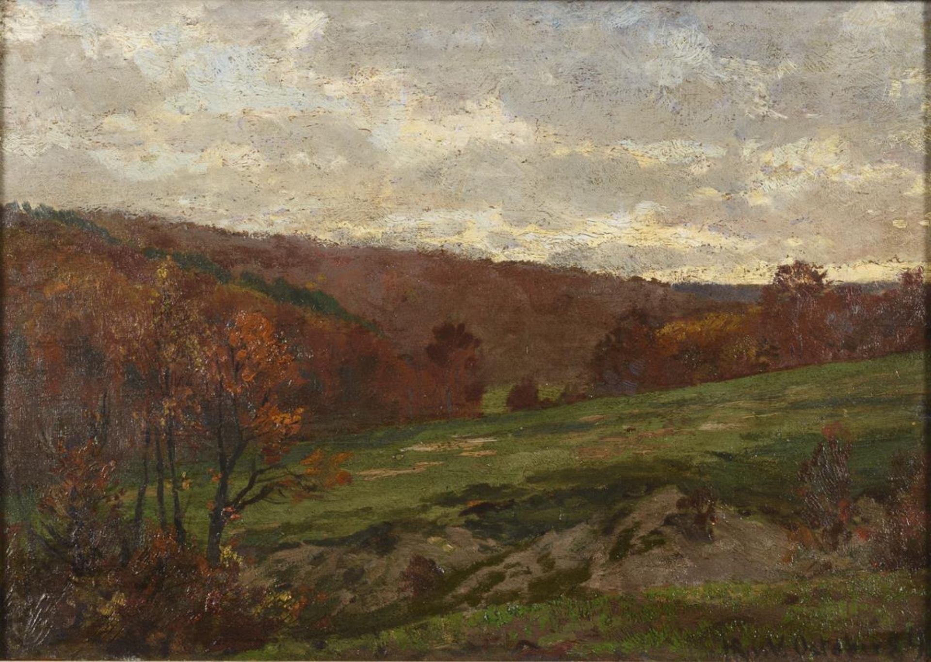 VOLKMANN, Hans Richard von (1860 Halle/Saale - 1927 ebd.). "Herbstlandschaft bei Willingshausen".